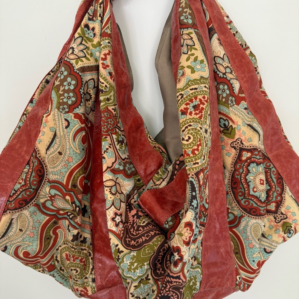 Really funky boho bag leather and paisley